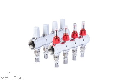 تصویر کلکتور ترموستاتیک رفت و برگشت فلومتردار پرسی نیوپایپ